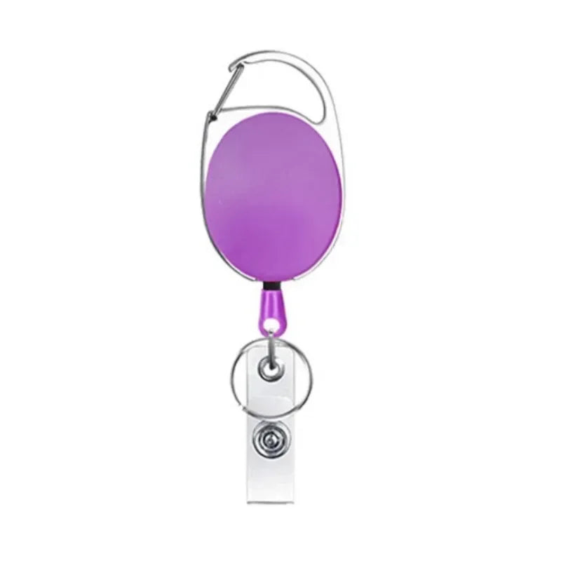 Oval Badge Reel Retractable Zinc Alloy Working Permit Clip Transparent