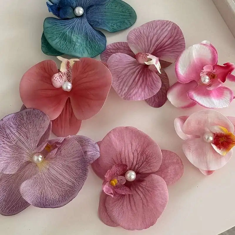 Phalaenopsis Flower Hair Clip Simulated Floral French Elegant Fashion Barrettes New Colors Girls Headwear Bobby Pin Accessories