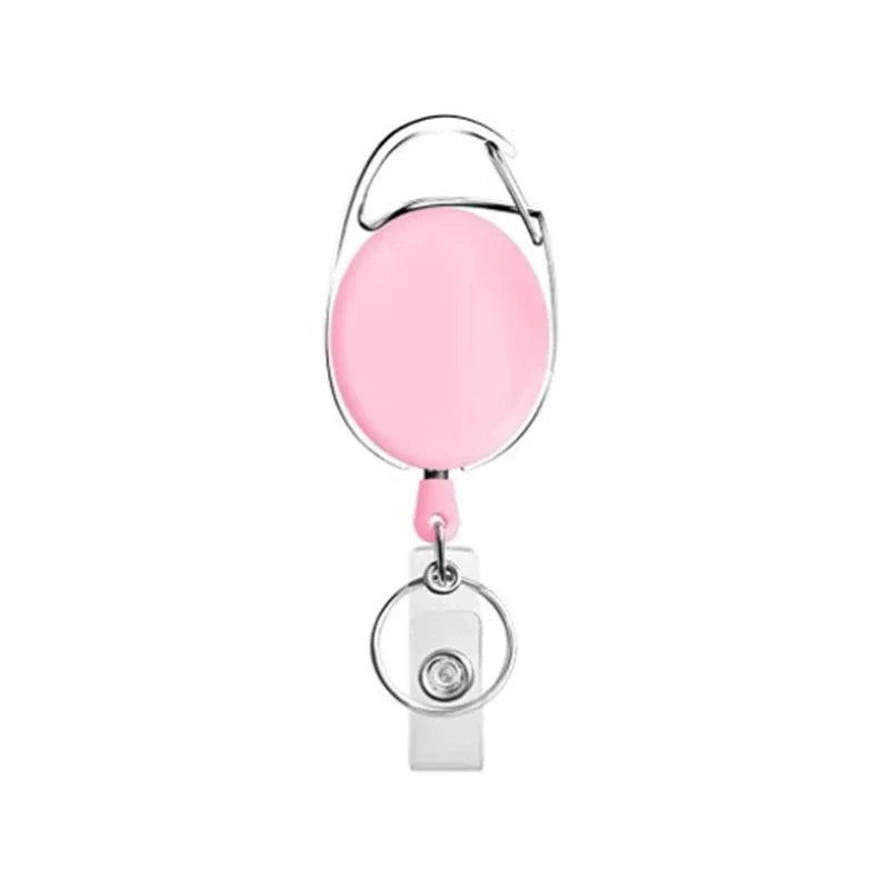 Oval Badge Reel Retractable Zinc Alloy Working Permit Clip Transparent