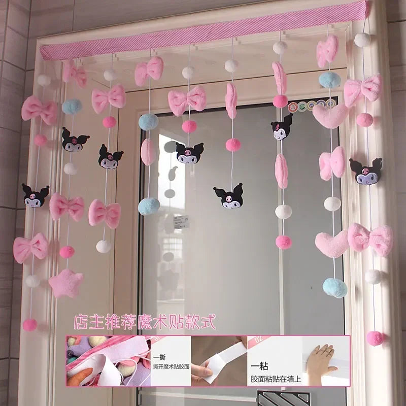 Sanrio Hello Kitty KuromiMy melody Pompom Purin Door Curtain Cute Bathroom Bedroom Curtain Accessories Home Furnishings