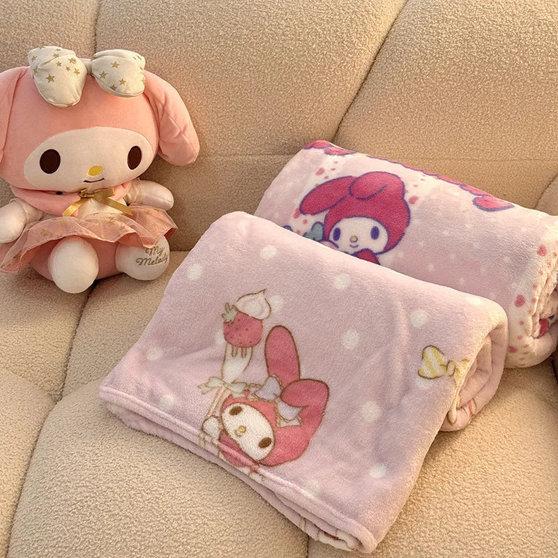 Sanrio Hello Kitty Kuromi Cartoon Printed Double-Sided Milk Velvet Blanket