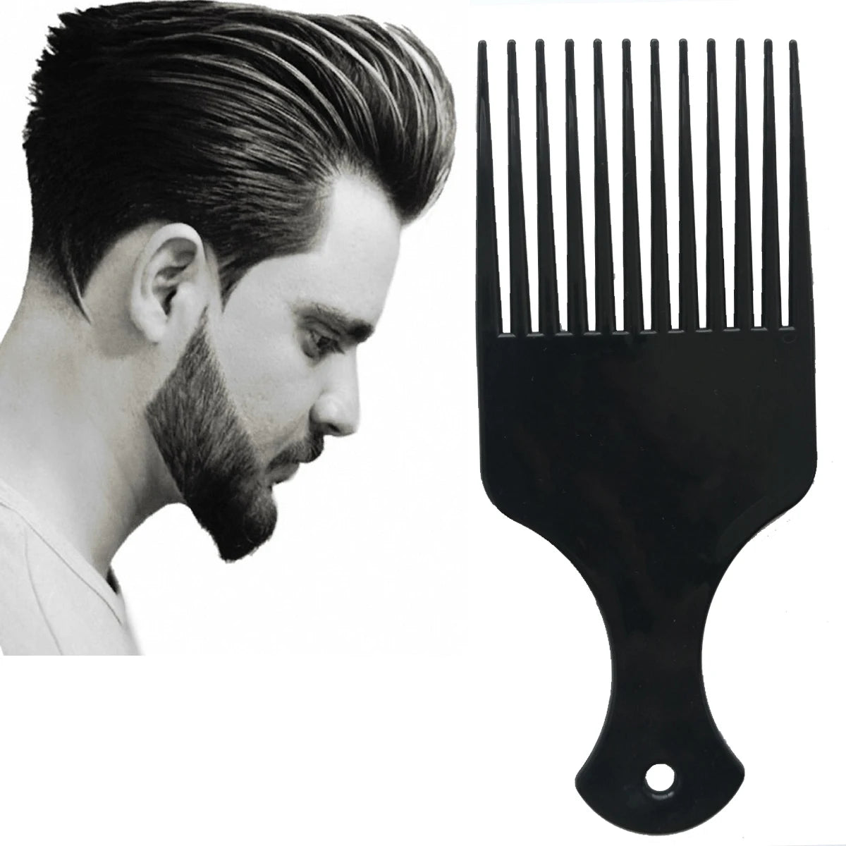 1pc Insert Afro Hair Pick Comb Wide Comb Teeth Hair Fork Brush Man Oil Head Hair Plastic Gear Comb Curly Afro Hair Styling Tools