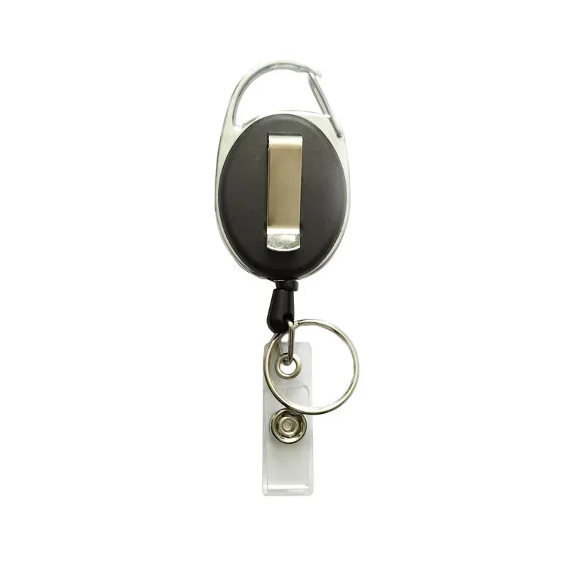 Oval Badge Reel Retractable Zinc Alloy Working Permit Clip Transparent