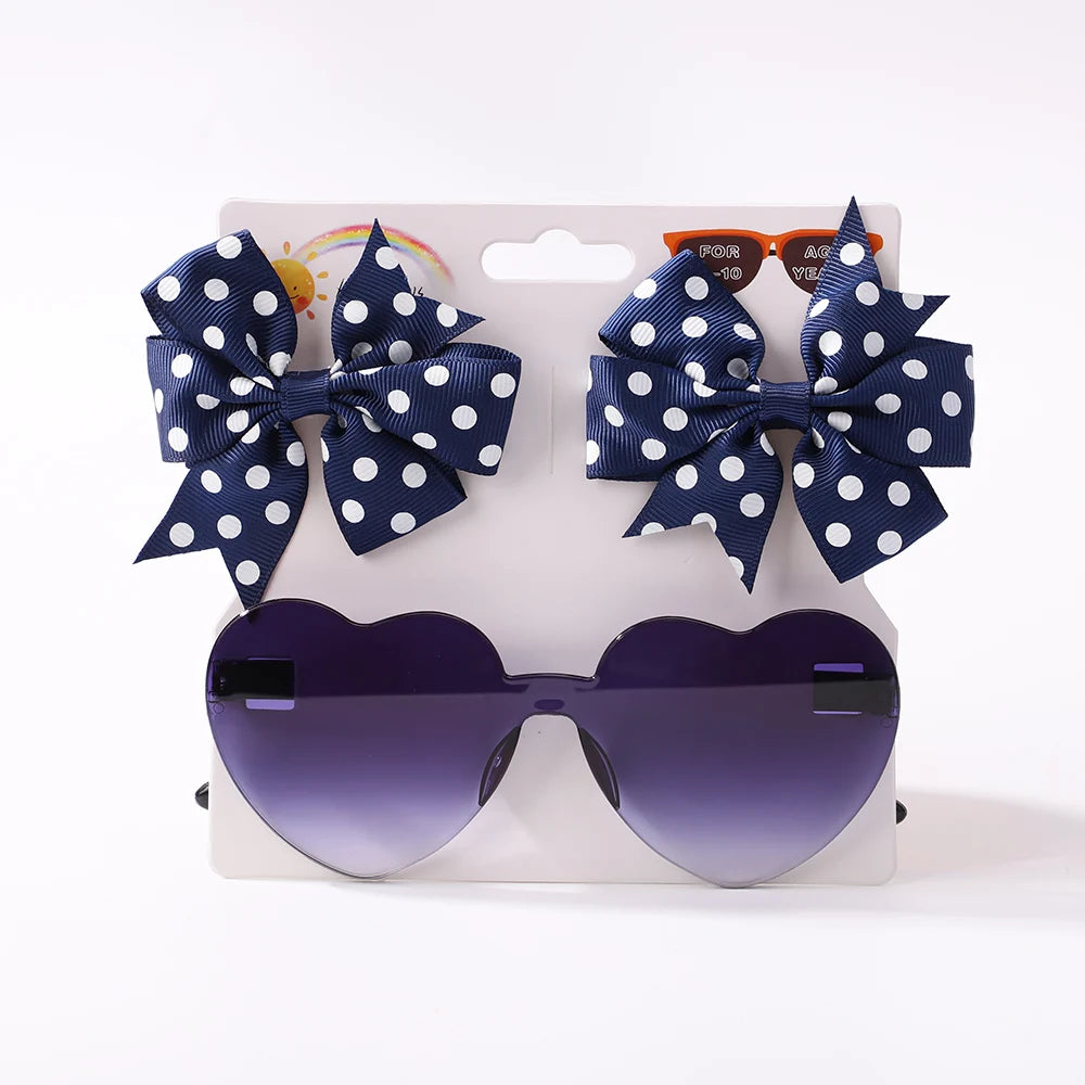 Nylon Bow Headband for Newborn Sunglasses Headwear Set