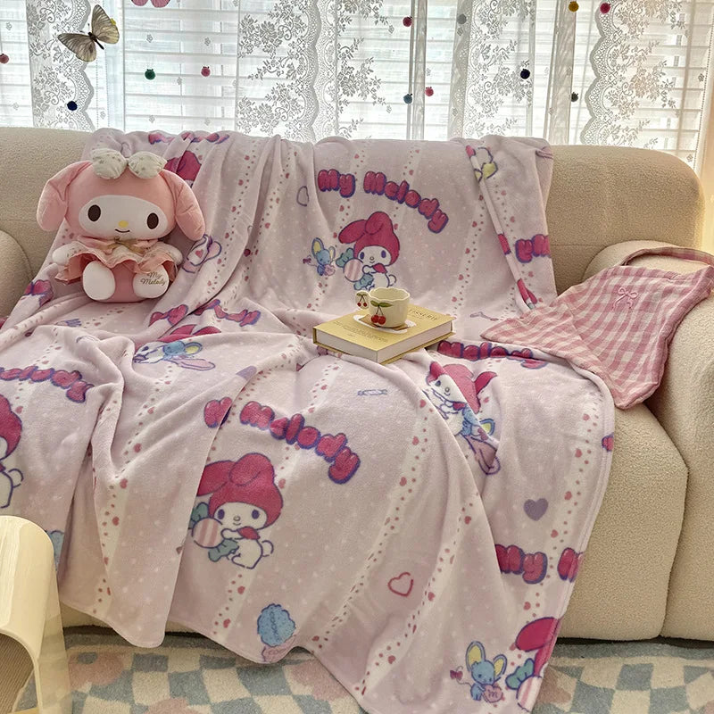Sanrio Hello Kitty Kuromi Cartoon Printed Double-Sided Milk Velvet Blanket