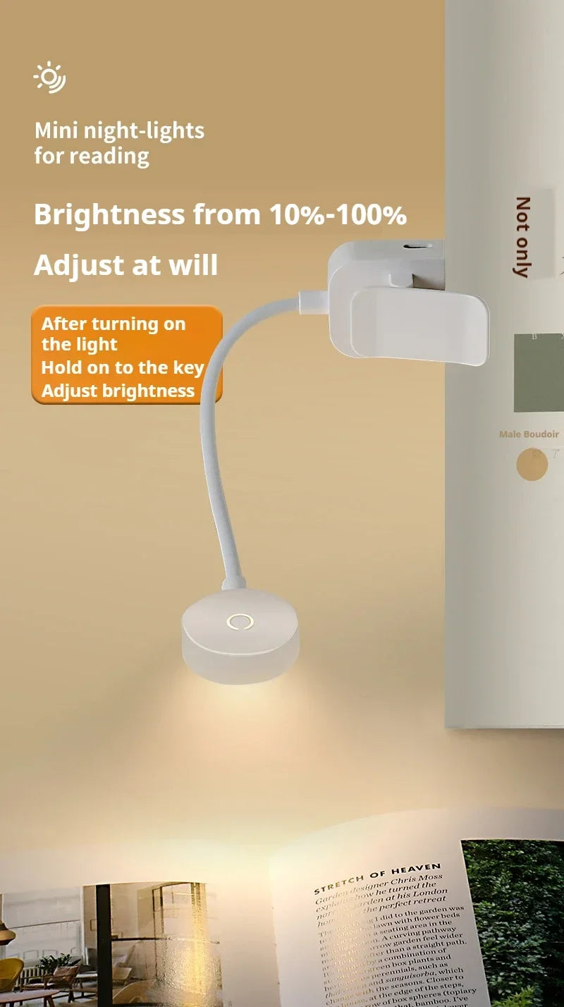 Led Table Lamp USB Rechargeable Night Light With Folding Clamp