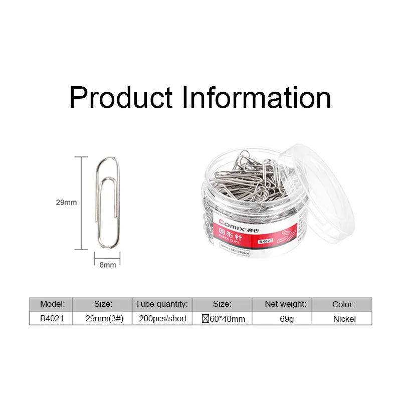 200pcs/box Paper Clips Durable and Rustproof Metal