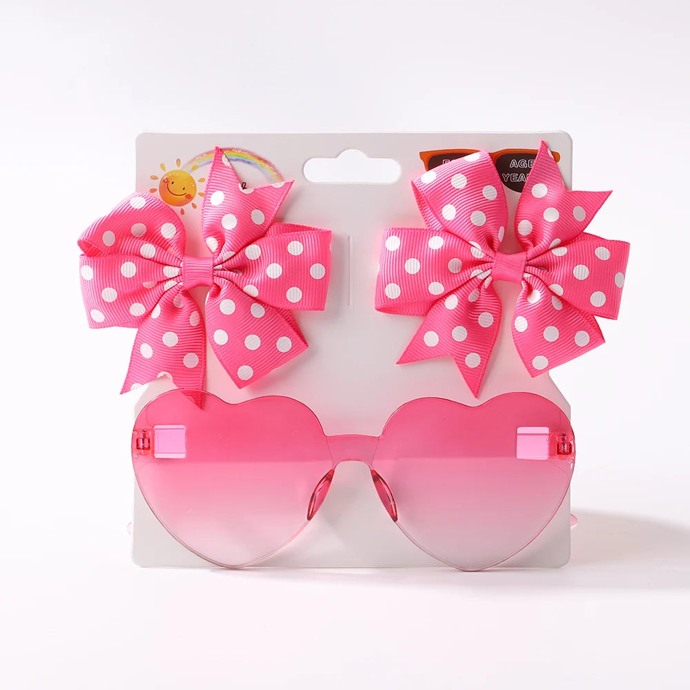 Nylon Bow Headband for Newborn Sunglasses Headwear Set