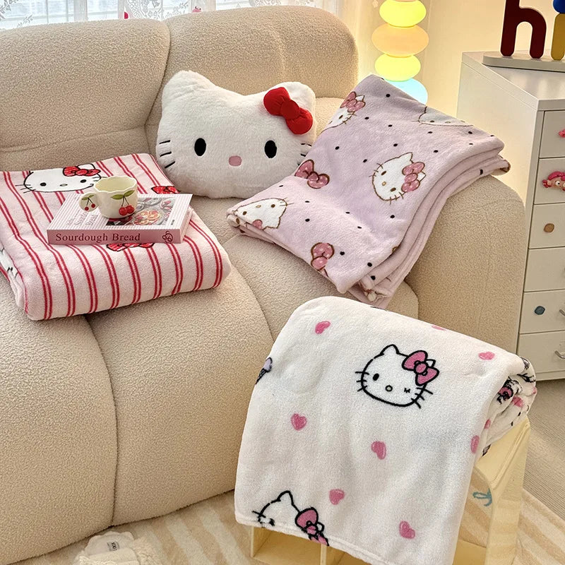 Sanrio Hello Kitty Kuromi Cartoon Printed Double-Sided Milk Velvet Blanket