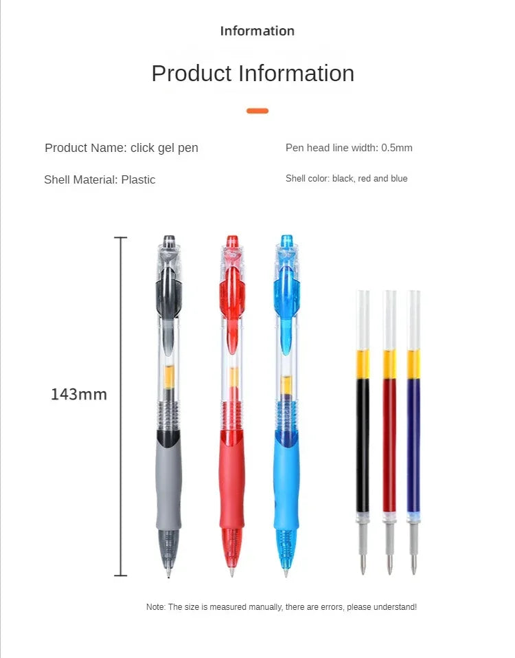 13/30pcs Retractable Gel Pens Set Black/Red/Blue Ink Ballpoint