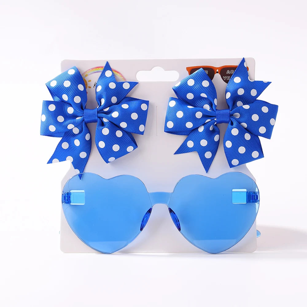 Nylon Bow Headband for Newborn Sunglasses Headwear Set