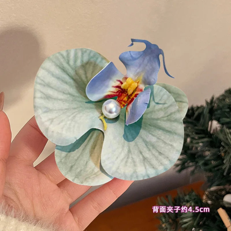 Phalaenopsis Flower Hair Clip Simulated Floral French Elegant Fashion Barrettes New Colors Girls Headwear Bobby Pin Accessories
