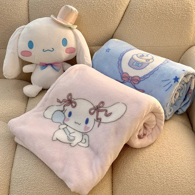 Sanrio Hello Kitty Kuromi Cartoon Printed Double-Sided Milk Velvet Blanket