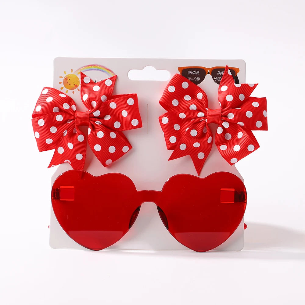 Nylon Bow Headband for Newborn Sunglasses Headwear Set