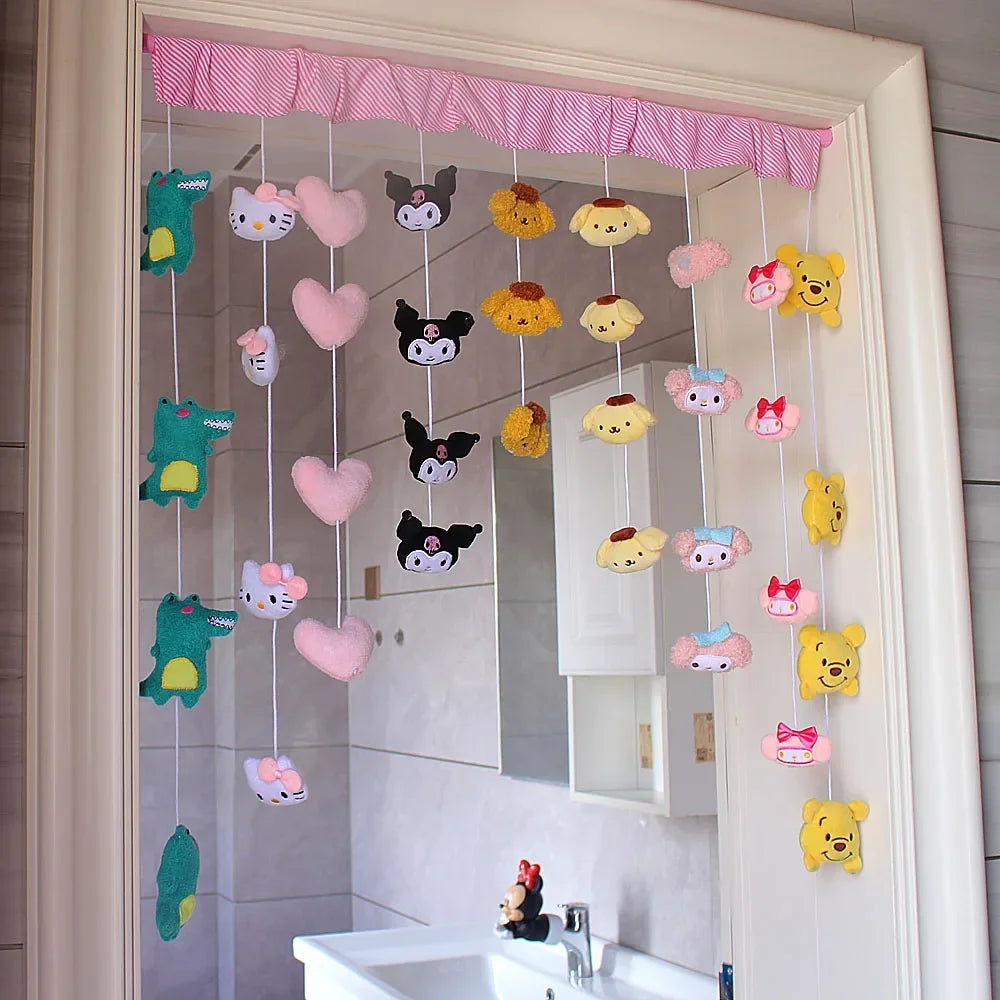 Sanrio Hello Kitty KuromiMy melody Pompom Purin Door Curtain Cute Bathroom Bedroom Curtain Accessories Home Furnishings