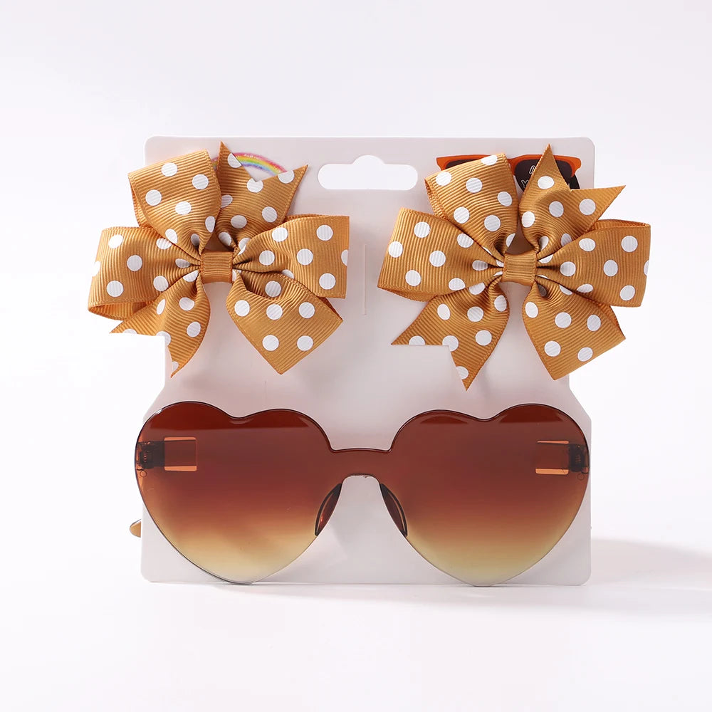 Nylon Bow Headband for Newborn Sunglasses Headwear Set