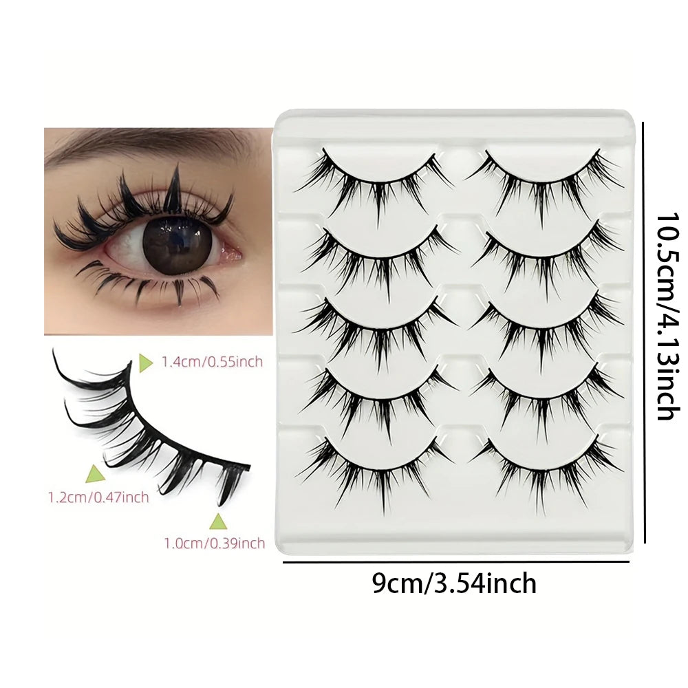 Anime-Inspired False Eyelashes, 5 Pairs Cartoon Eye Faux Lashes