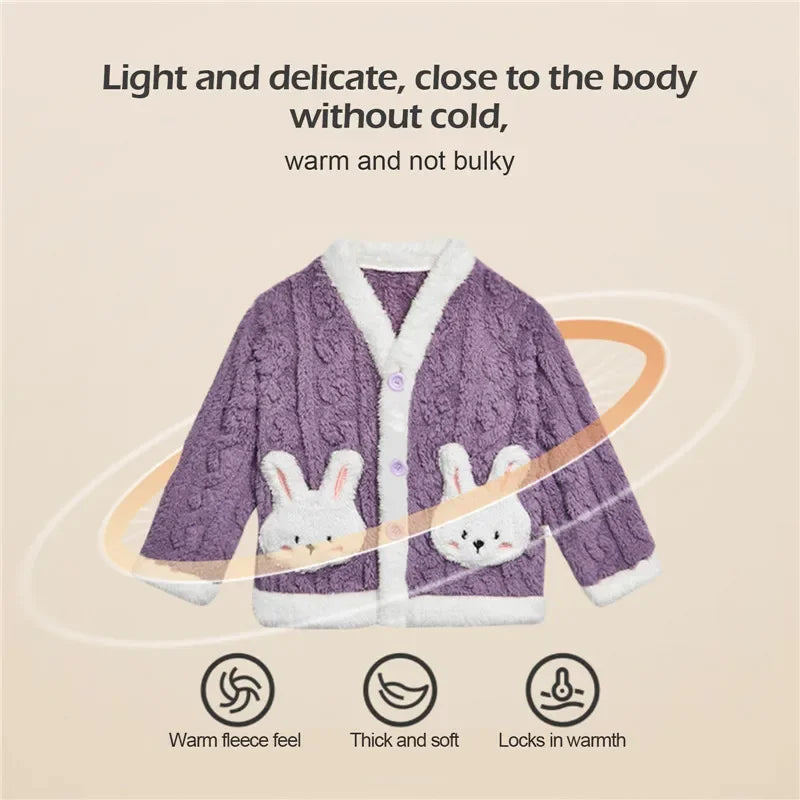 Children Pajamas 2 Piece Set Thick Flannel Fleece