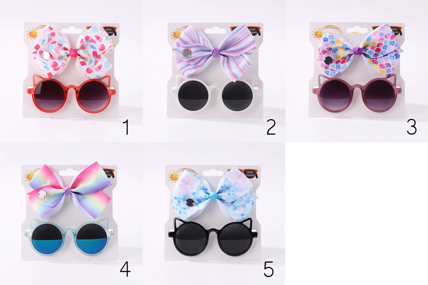 Nylon Bow Headband for Newborn Sunglasses Headwear Set