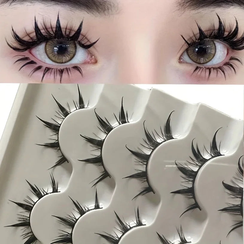 Anime-Inspired False Eyelashes, 5 Pairs Cartoon Eye Faux Lashes