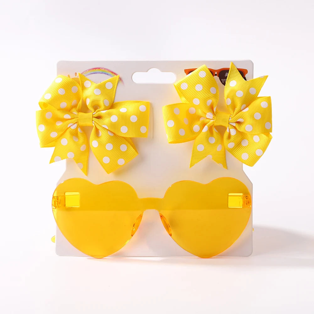 Nylon Bow Headband for Newborn Sunglasses Headwear Set