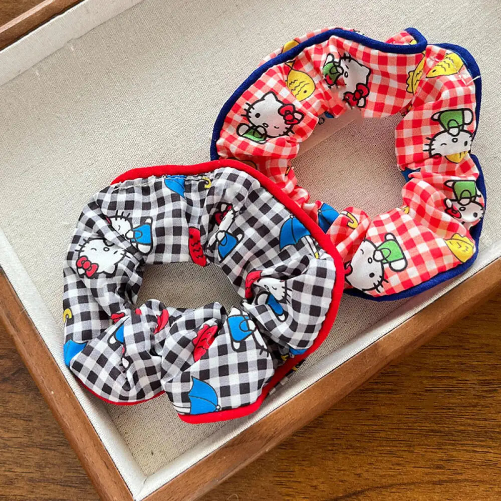 Sanrio Hello Kitty Checked Scrunchies
