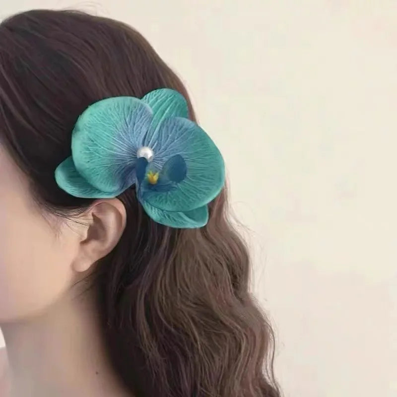 Phalaenopsis Flower Hair Clip Simulated Floral French Elegant Fashion Barrettes New Colors Girls Headwear Bobby Pin Accessories