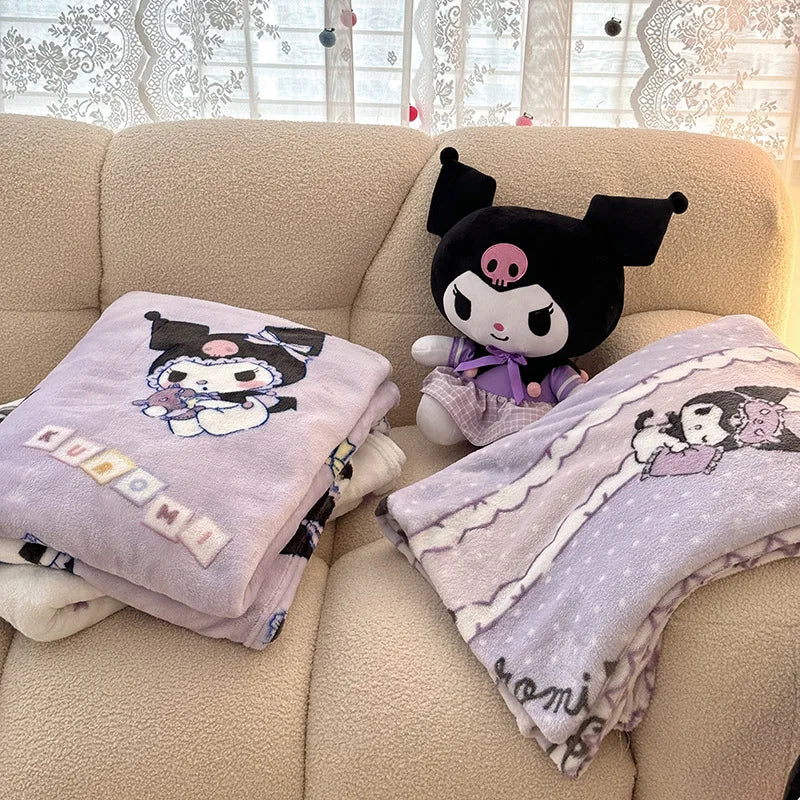 Sanrio Hello Kitty Kuromi Cartoon Printed Double-Sided Milk Velvet Blanket