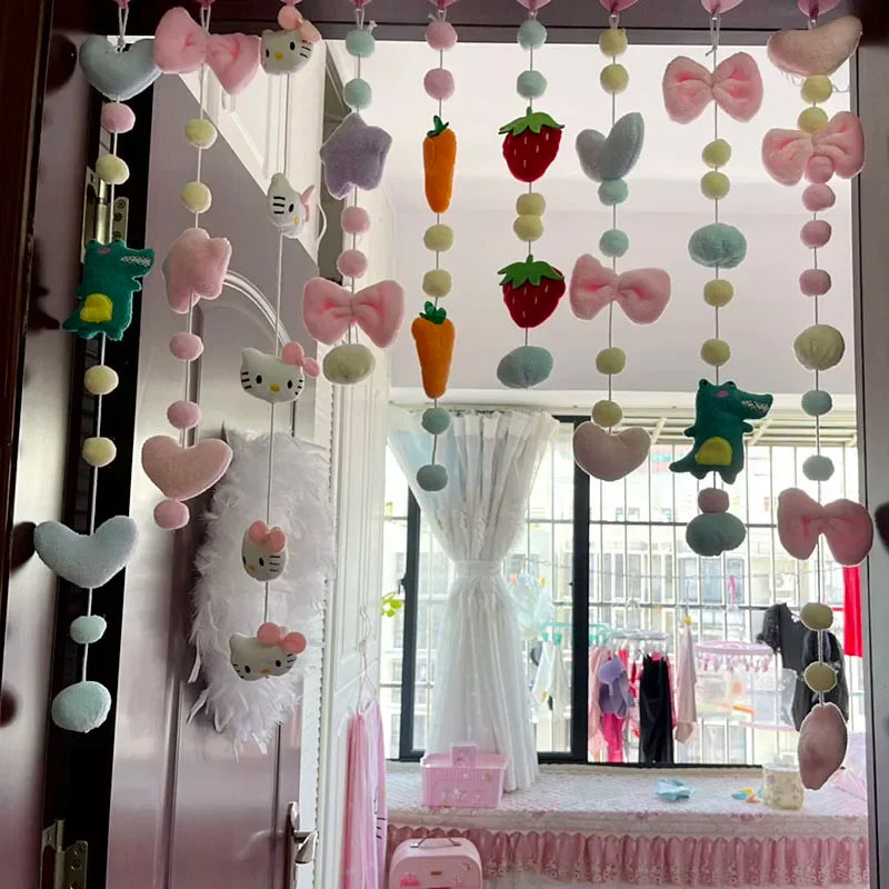 Sanrio Hello Kitty KuromiMy melody Pompom Purin Door Curtain Cute Bathroom Bedroom Curtain Accessories Home Furnishings