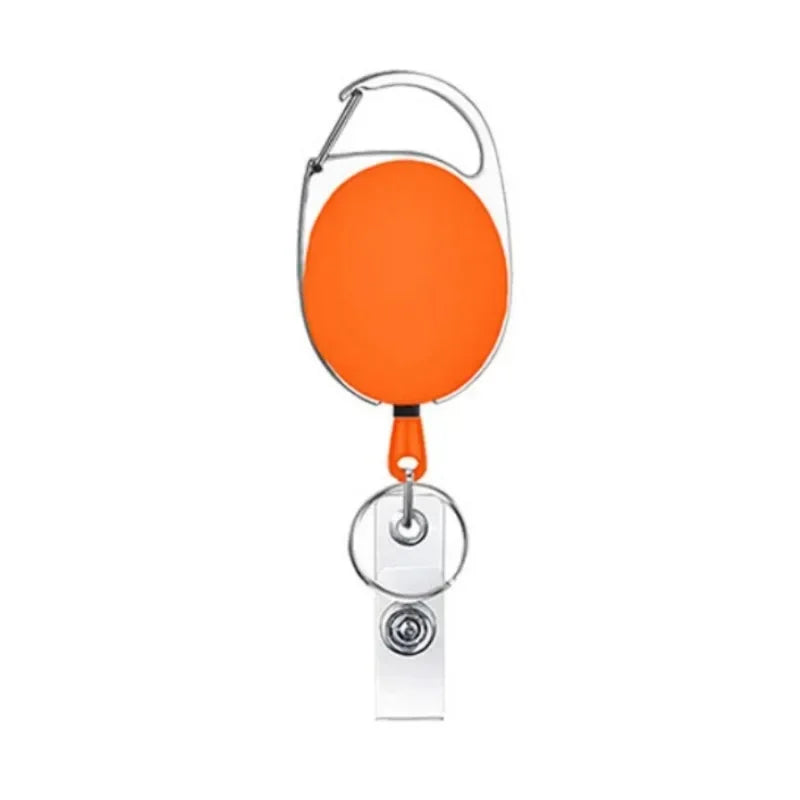 Oval Badge Reel Retractable Zinc Alloy Working Permit Clip Transparent