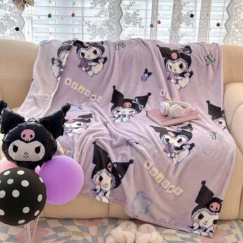 Sanrio Hello Kitty Kuromi Cartoon Printed Double-Sided Milk Velvet Blanket