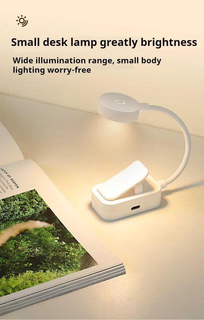 Led Table Lamp USB Rechargeable Night Light With Folding Clamp