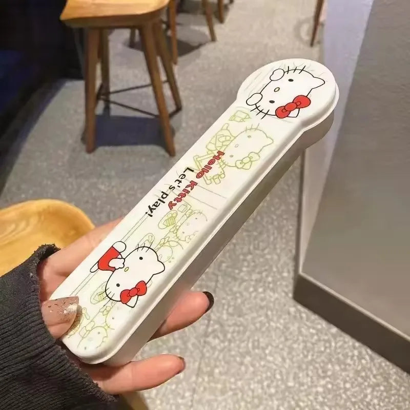 Sanrio Hello Kitty Cartoon Cute  Chopsticks Spoon Set Stainless Steel