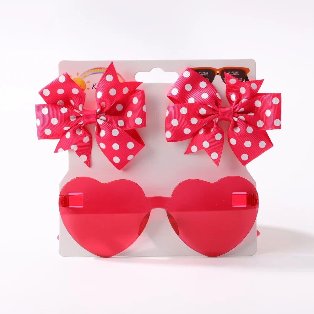 Nylon Bow Headband for Newborn Sunglasses Headwear Set