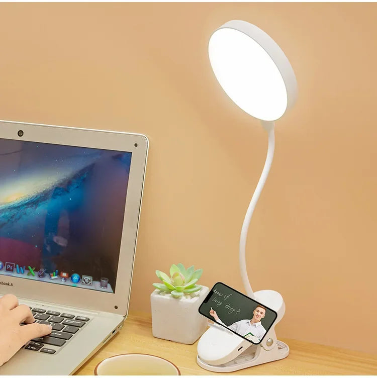 Led Table Lamp USB Rechargeable Night Light With Folding Clamp