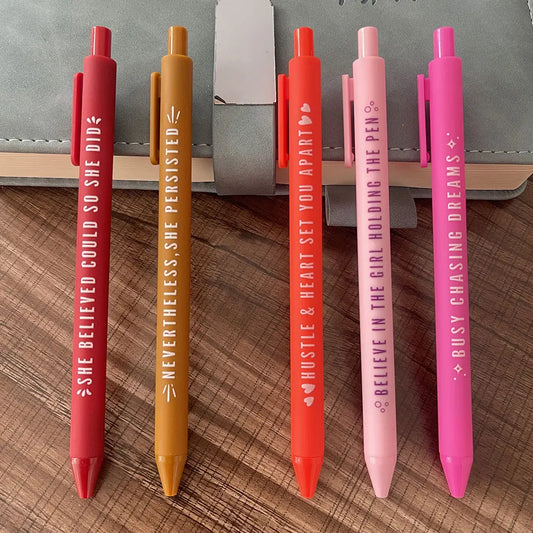 5pcs Motivational  Ink Comfortable Grip Pens