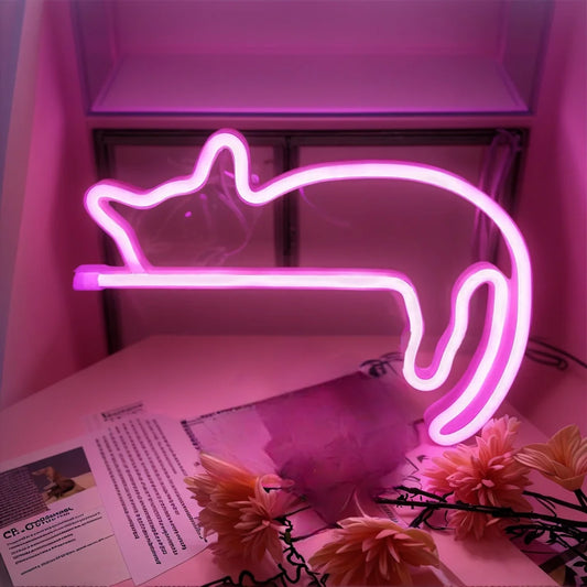 Cute cat neon light, LED wall decoration