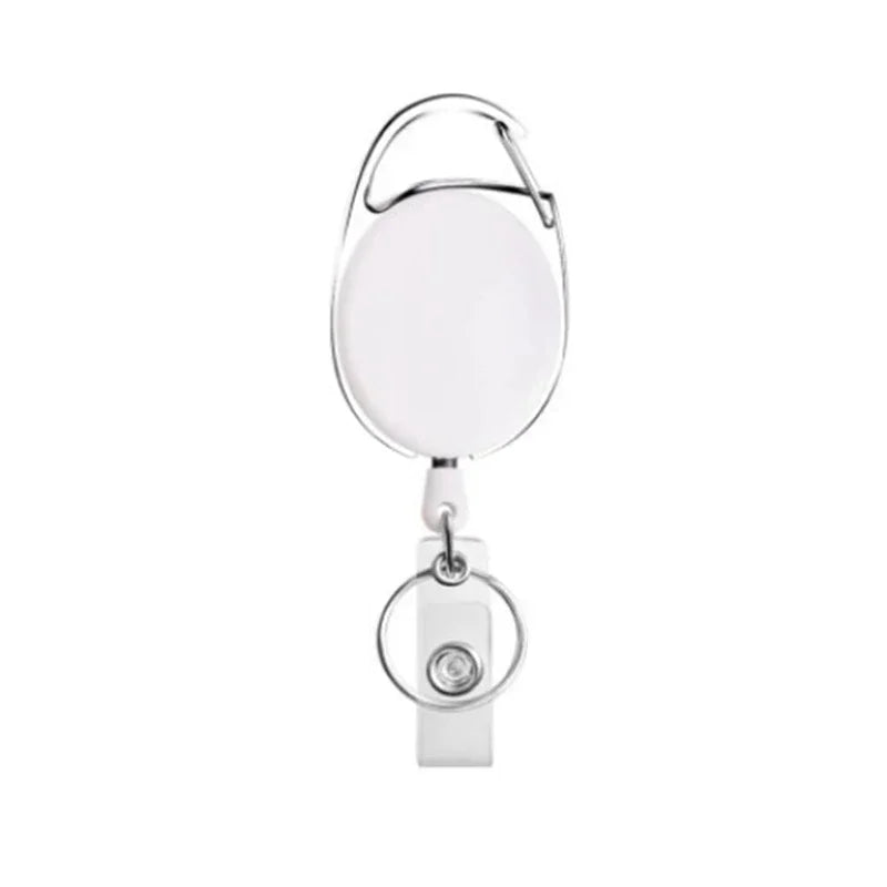 Oval Badge Reel Retractable Zinc Alloy Working Permit Clip Transparent