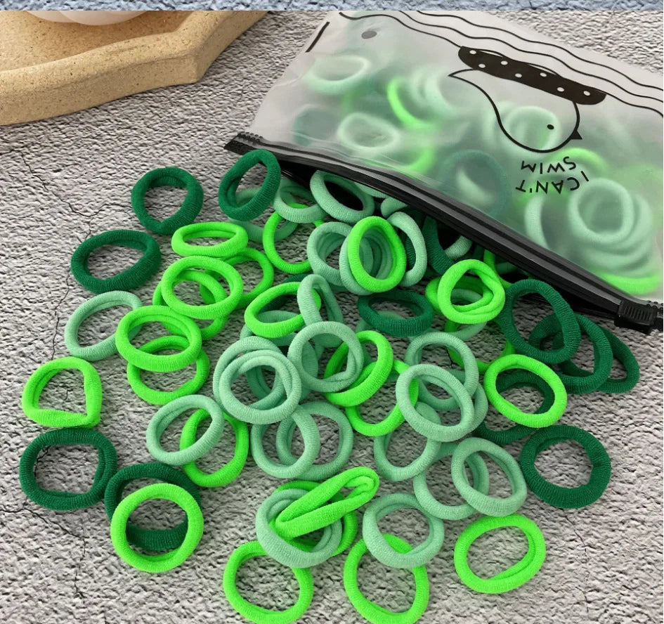 50/100Pcs Hair Bands for Children Colorful Nylon Scrunchie Hair Ties Hair Accessories