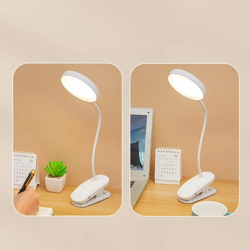 Led Table Lamp USB Rechargeable Night Light With Folding Clamp
