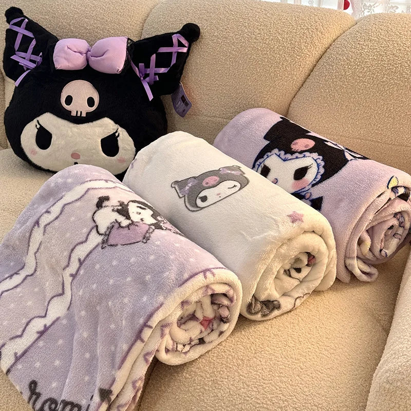 Sanrio Hello Kitty Kuromi Cartoon Printed Double-Sided Milk Velvet Blanket