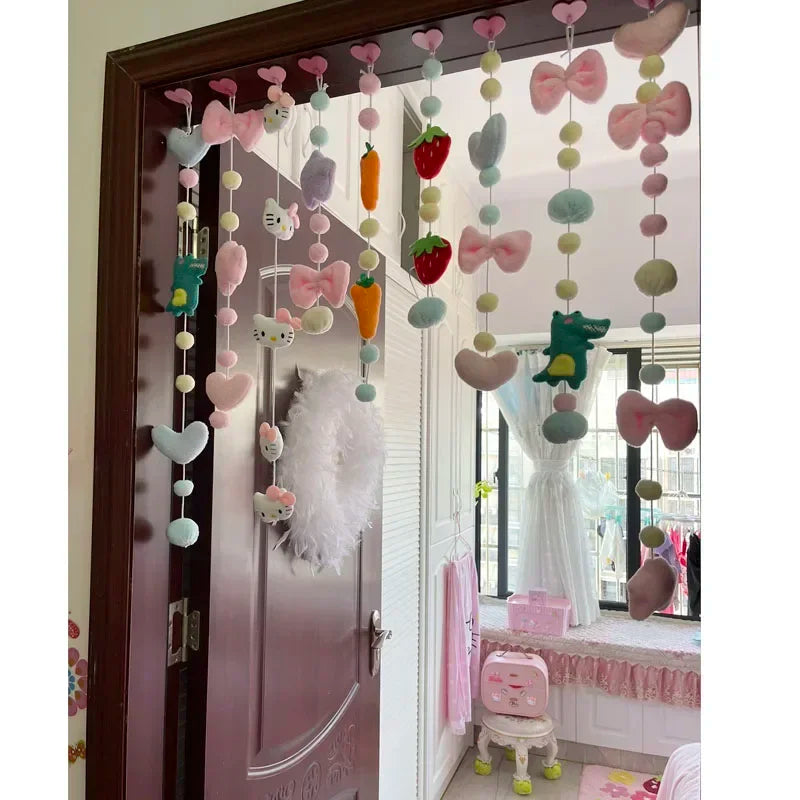 Sanrio Hello Kitty KuromiMy melody Pompom Purin Door Curtain Cute Bathroom Bedroom Curtain Accessories Home Furnishings