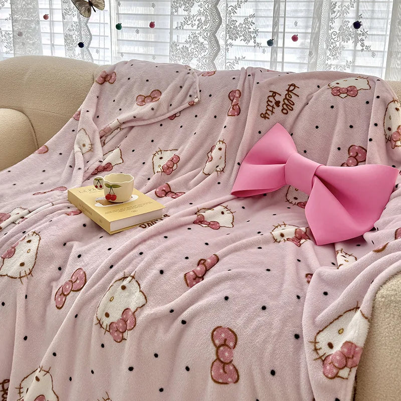 Sanrio Hello Kitty Kuromi Cartoon Printed Double-Sided Milk Velvet Blanket