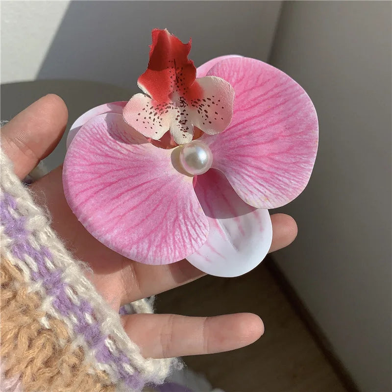 Phalaenopsis Flower Hair Clip Simulated Floral French Elegant Fashion Barrettes New Colors Girls Headwear Bobby Pin Accessories