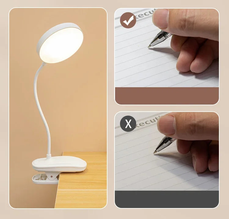 Led Table Lamp USB Rechargeable Night Light With Folding Clamp