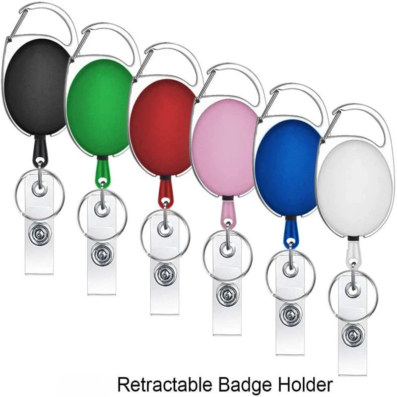 Oval Badge Reel Retractable Zinc Alloy Working Permit Clip Transparent