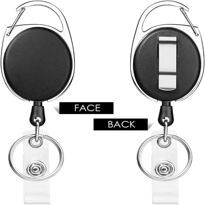 Oval Badge Reel Retractable Zinc Alloy Working Permit Clip Transparent