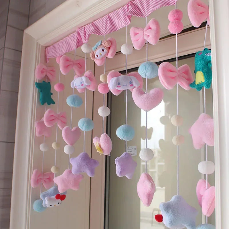 Sanrio Hello Kitty KuromiMy melody Pompom Purin Door Curtain Cute Bathroom Bedroom Curtain Accessories Home Furnishings