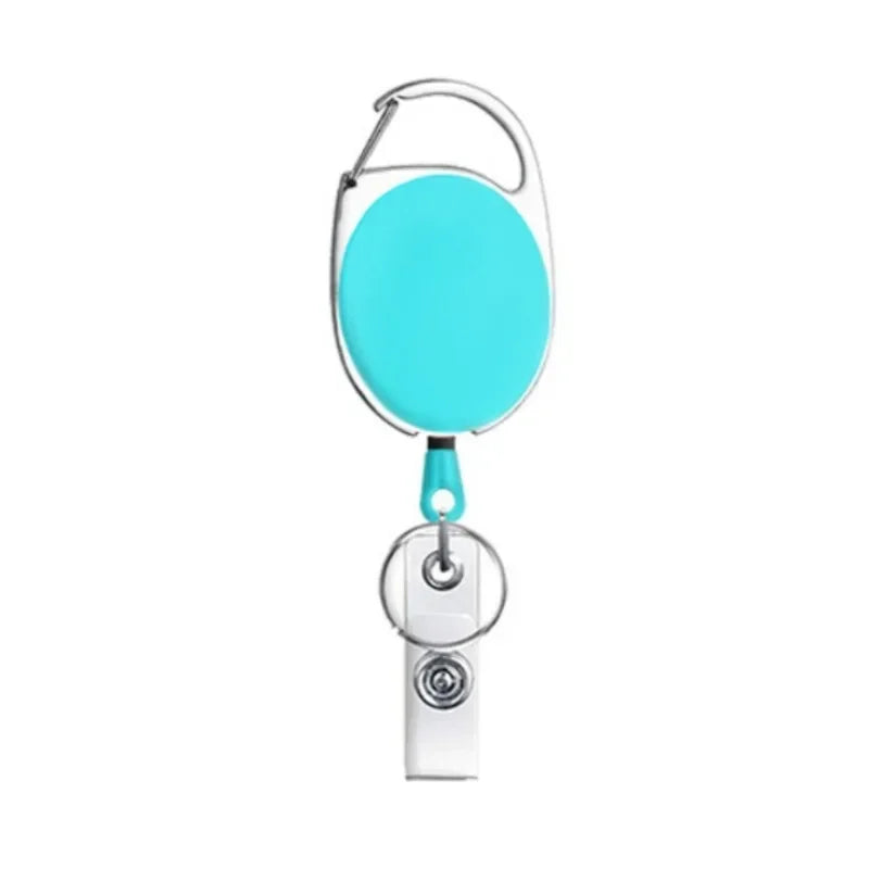 Oval Badge Reel Retractable Zinc Alloy Working Permit Clip Transparent