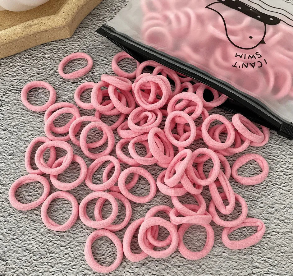 50/100Pcs Hair Bands for Children Colorful Nylon Scrunchie Hair Ties Hair Accessories